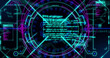 © vectorfusionart - Image of scope scanning and data processing on black background