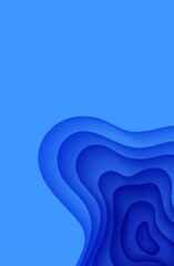 Wall Mural - abstract background in paper cut style. 3d wallpaper with cut out deep waves modern cover. blue colo