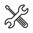 spanner and screwdriver icon. Support service Line concept vector.