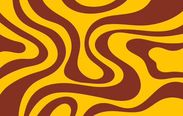 Wall Mural - Abstract horizontal background with colorful waves in yellow and brown colors. Trendy vector illustration in style retro 60s, 70s.
