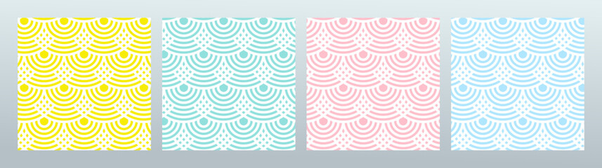 Aufkleber - Background pattern seamless circle abstract colorful pastel colors. Summer background design set. Knitted fabric texture, lace