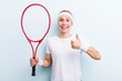 blonde pretty woman. practicing tennis sport