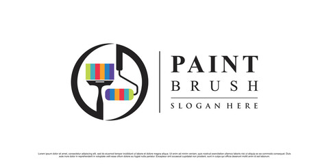 Wall Mural - Creative paint icon and brush logo design inspiration with creative element Premium Vector
