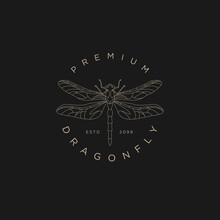 Luxury Dragonfly Line Logo Icon Design Template Flat Vector