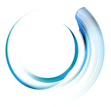A Round Blue Frame On A White Background Consists Of Arc-shaped Striped Elements. Icon, Logo, Symbol. Sign. 3d Rendering, 3d Illustration.