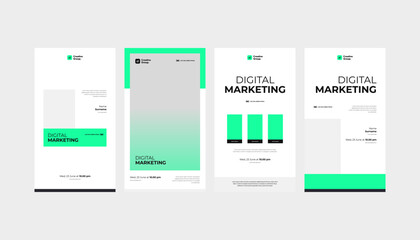 green minimal roll-up and standee banner set for webinar in flyer, poster, and social media story te