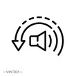 volume reduce icon, reduction quiet, low noise level, less hear, speaker thin line symbol on white background - editable stroke vector illustration