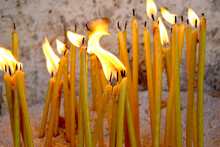 Candles Burning In An Orthodox Church