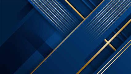 Wall Mural - Golden abstract shapes on blue background