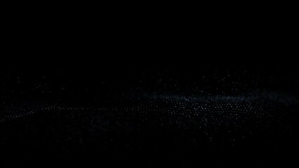 Wall Mural - Abstract slow motion digital technology glowing dots seamless looping slow motion background. Copy space animation on clean black background.