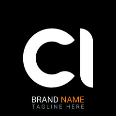 Ci Letter Logo design. black background.