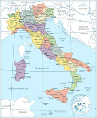  Map of Italy - highly detailed vector illustration