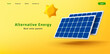 © YarM - web banner with 3d solar power station panels. Vector illustration