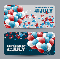 Wall Mural - 4th of july united states national independence day celebration banner set with blue, red, and white