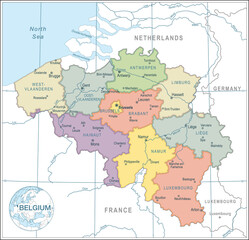  Map of Belgium - highly detailed vector illustration