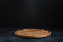 Black Background With Wooden Pizza Board