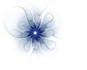 Wall Mural - Abstract fractal blue flower on white background