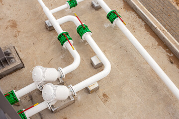 Wall Mural - New fuel supply pipes with shut-off valves.