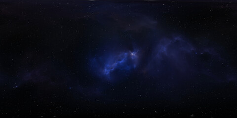 Wall Mural - 360 degree full sphere panoramic space background with starfield and nebula, equirectangular project