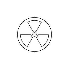 Toxic sign, symbol. Warning radioactive zone graphic vector. Icon outline style modern design Isolated on Blank Background. Vector illustration of chemical. Radioactive warning line circle sign