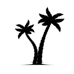 Wall Mural - Palm tree vector island coconut cartoon black icon. Palmtree island desert isolated tropical icon