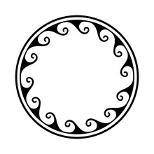 Greek Circle Pattern Border. Vector Round Greek Frame Ornament Ancient Circular Design Background