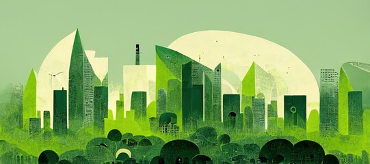 green city sustainable living, conceptual illustration