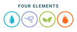 © kolonko - Vector four elements air water fire earth symbol logo. Nature abstract design concept four element