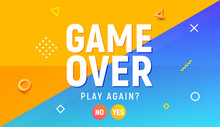 Game Over Vector Video Game Screen Background. Geometric Game Over Design Banner
