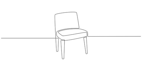 Aufkleber - One continuous line drawing of chair. Modern scandinavian and loft furniture armchair in simple linear style. Editable stroke. Doodle vector illustration