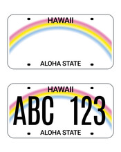 Car License Hawaii Plate. Aloha State Vector License Plate Usa Template