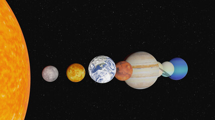 Wall Mural - solar system planets in outer space. mercury, venus, earth, mars, jupiter, saturn, uranus, neptune, 