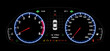 Car digital dashboard speedometer display fuel panel. Car cluster dashboard panel vector design template