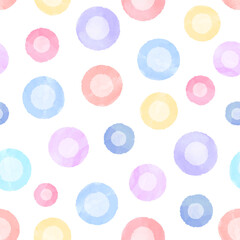 Wall Mural - Abstract background with watercolor circles. Colorful vector seamless polka dot pattern.