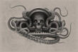 Skull in a space helmet consumed by tentacles