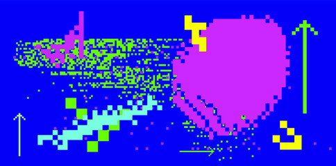 Aufkleber - Pixel art illustration of a glitchy computer screen.