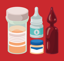 Sticker - four medicines drugs icons