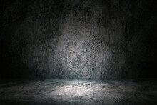 Empty Dark Abstract Old Cement Wall And Gradient Studio Room Interior Texture For Display Products Wall Background