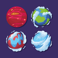 Poster - four space planets