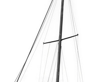 Yacht Mast With Ropes Isolated On White Background