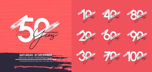 set of anniversary logotype modern pop art style color for celebration