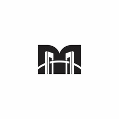 letter m bridge bond construction symbol logo vector