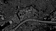 Dark black Frankfurt am Main City area vector background map, streets and water cartography illustration.