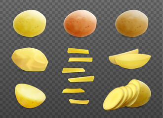 Poster - Realistic Potatoes Transparent Set