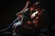 © Volodymyr - Sensual kiss, Man kissed woman. Sexy couple in sensual love. Foreplay and love games of sexy couple. Enjoying pleasure.