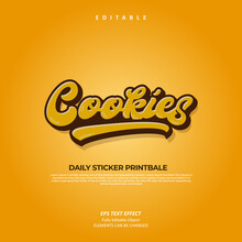 Editable Text Effect Premium Vector Design Of Food Cookies Label Logo Yellow Groovy Style. Suitable For Food Market, Sticker, Packaging, Brand Name, Small Business, Bakery
