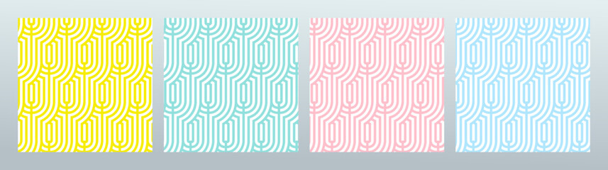 Aufkleber - Background pattern seamless circle line abstract colorful pastel colors. Summer background design set. Knitted fabric texture, lace, knitted patterns. Wrapping paper design.