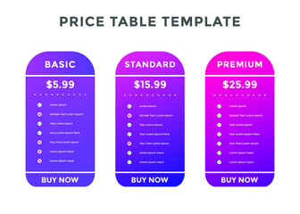 Product price table template. Subscription Package Pricing Comparison. business plans web comparison price