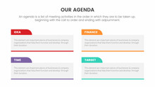 Agenda Infographic Concept For Slide Presentation With 4 Point List And Big Box Horizontal