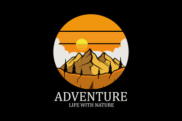 Wall Mural - Adventure retro vintage landscape design